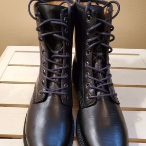 Frye Black leather  Lace Up Combat Boots